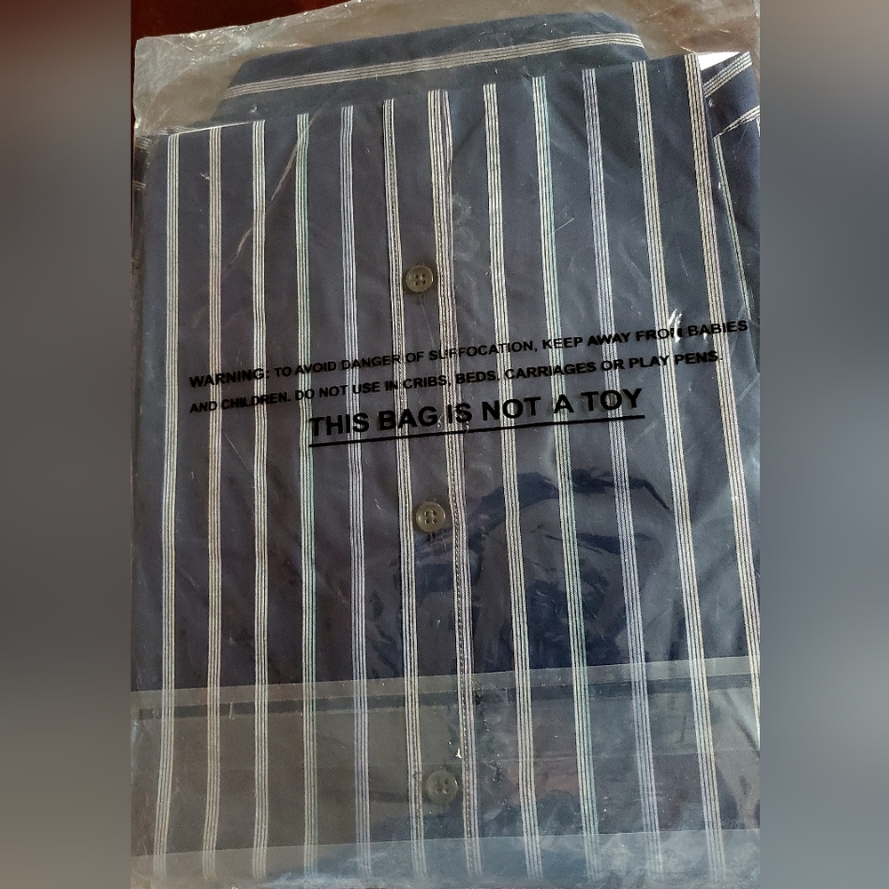 Alfani Men's Dark Blue and White Striped Shirt - Picture 4 of 4
